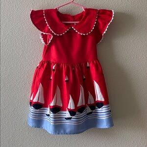 Toddler Girl’s Janie and Jack Sailboat Collared Dress, 3